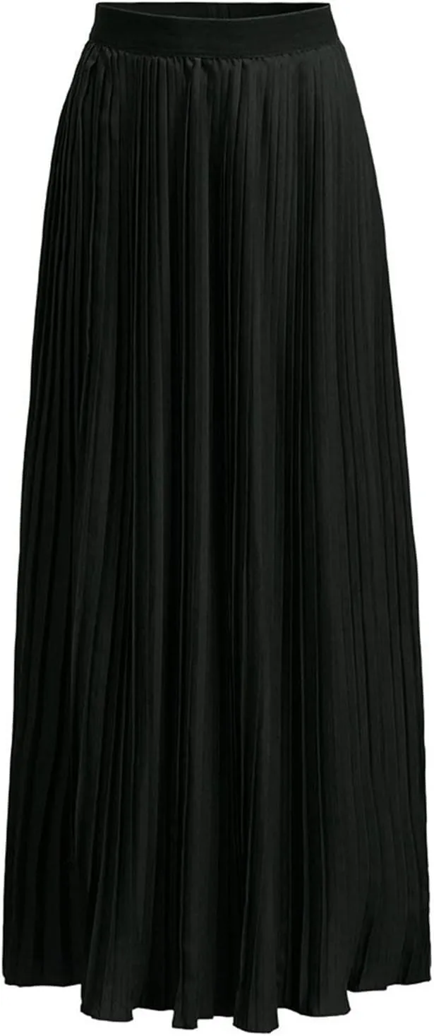 Women High Elastic Waist Pleated Skirt Maxi Swing A-line Skirts Summer Boho Long Beach Flowy Skirt Dress 2024 New