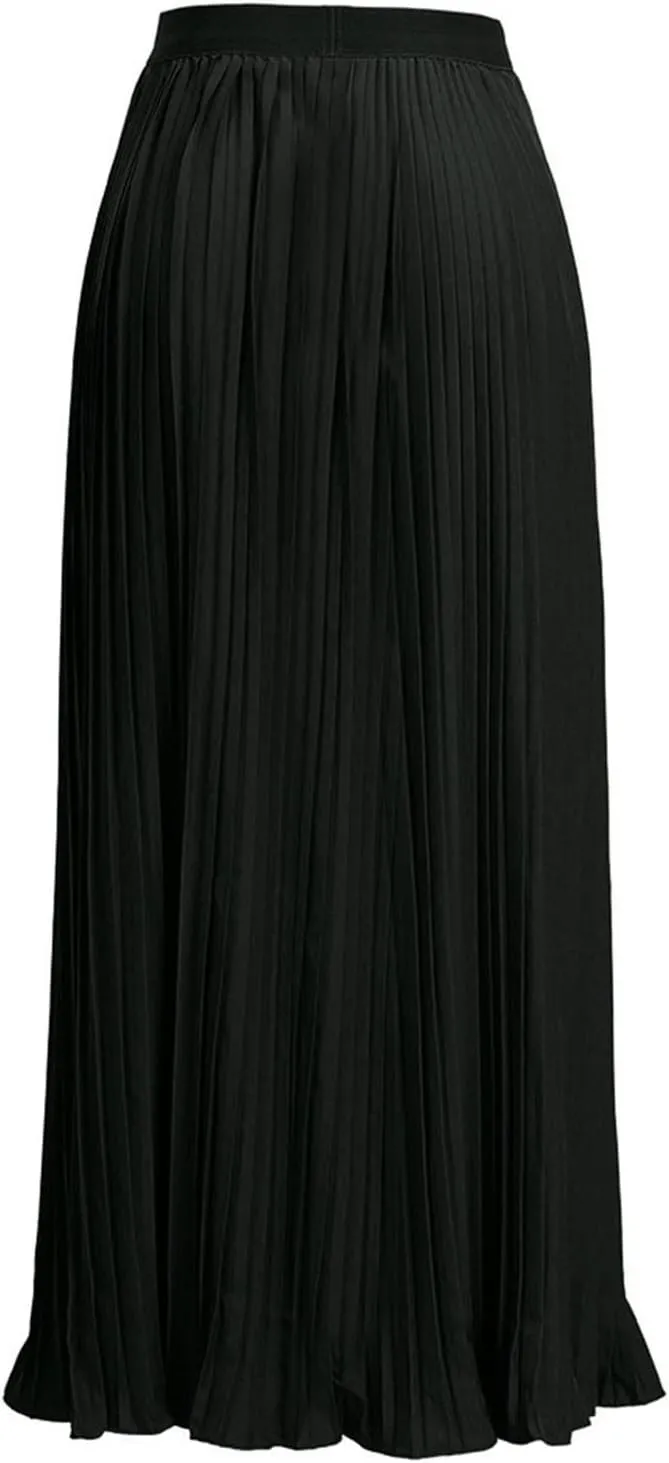 Women High Elastic Waist Pleated Skirt Maxi Swing A-line Skirts Summer Boho Long Beach Flowy Skirt Dress 2024 New