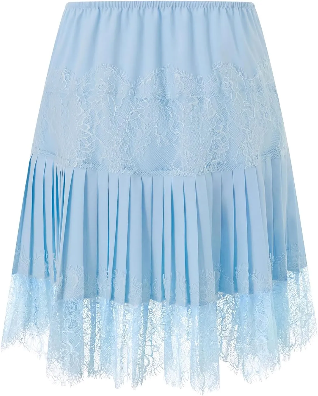 Women Lace Slip Skirts Y2k Tiered Layered Pleated Ruffle Mini Skirts Floral Lace Short Underskirts Streetwear