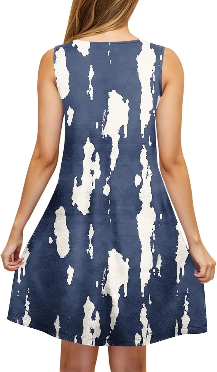 Women Summer Dress 2025 Loose V Neck Sleeveless Sundresses Swimsuit Coverup with Pocket Floral Tunic Mini Tank Dresses