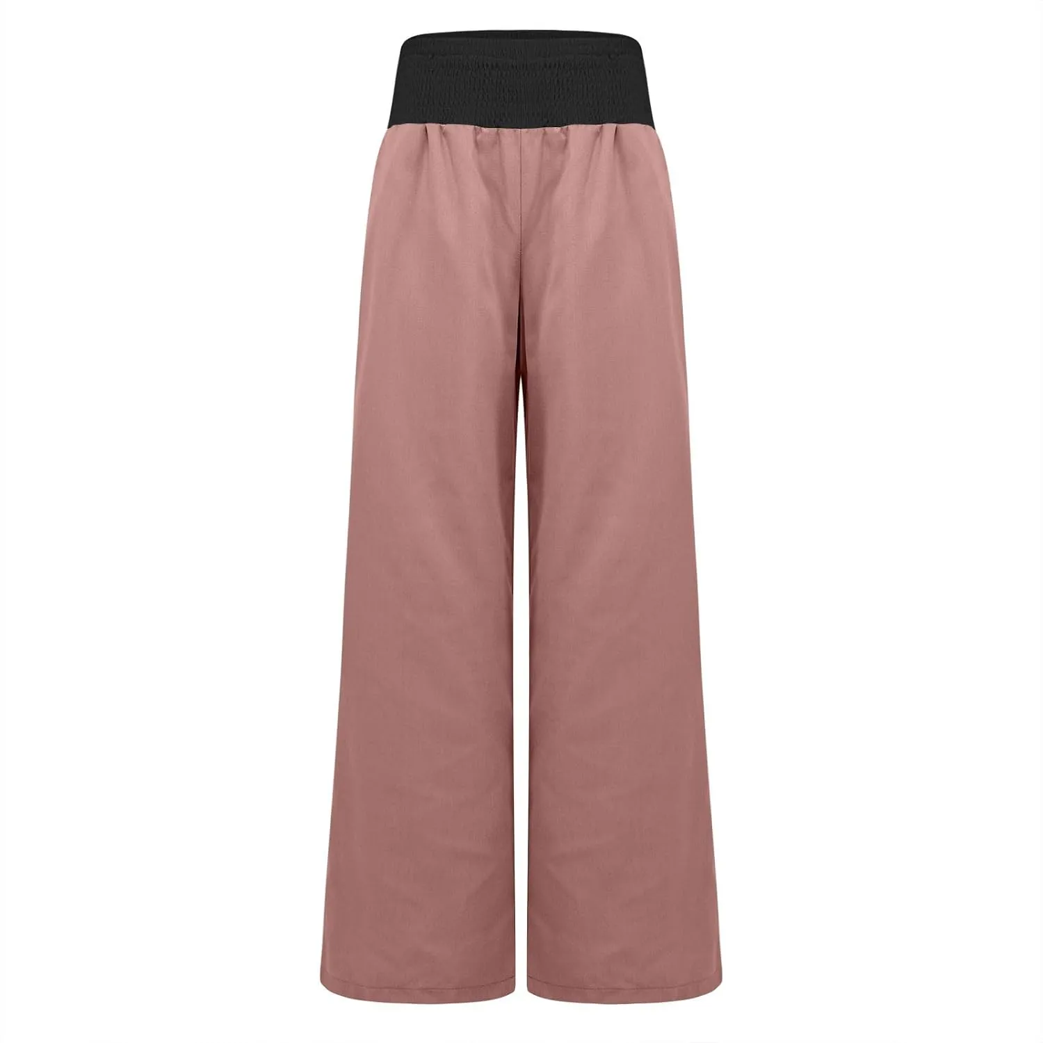 Women Summer High Waisted Cotton Linen Palazzo Pants High Waisted Wide Leg Pants Boho Lounge Trousers with Pocket