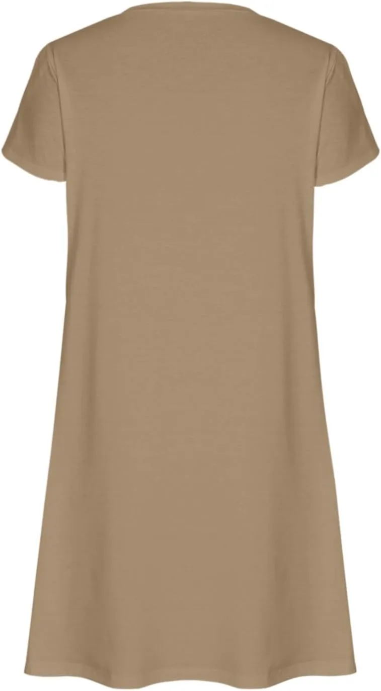 Women Summer Petal Sleeve Dress A-Line Mini Dresses Casual Floral T-Shirt Dress Flowy Beach Short Sundress with Pocket