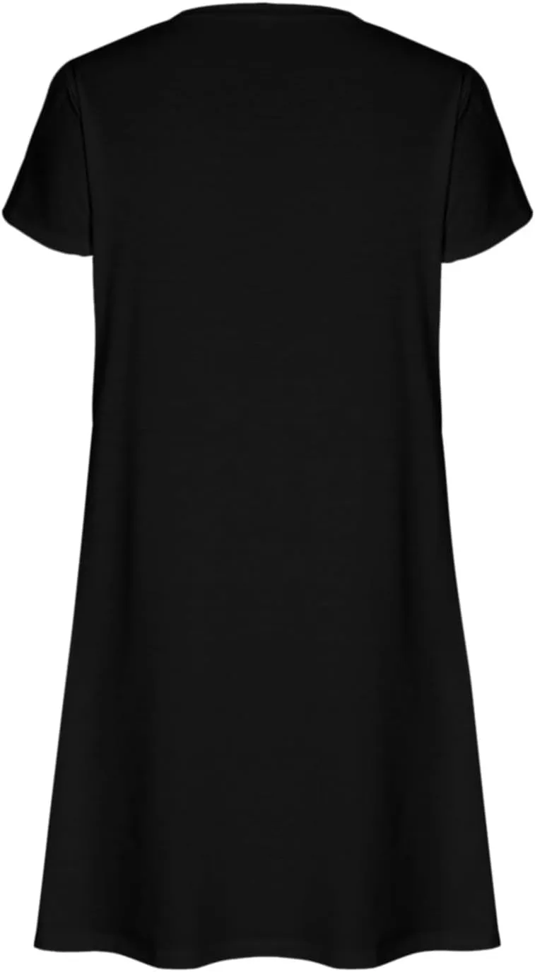 Women Summer Petal Sleeve Dress A-Line Mini Dresses Casual Floral T-Shirt Dress Flowy Beach Short Sundress with Pocket