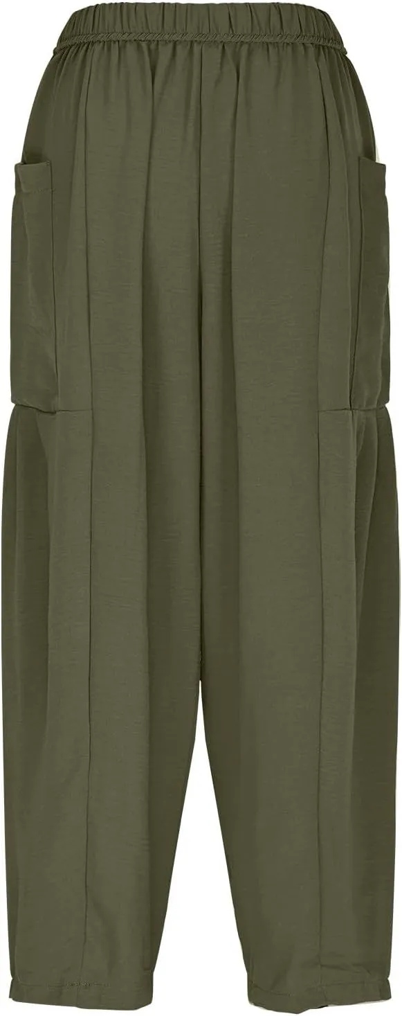Women Summer Trendy Pants Wide Leg Cotton Linen Pants Beach Palazzo Lounge Trousers Plus Size Clothes