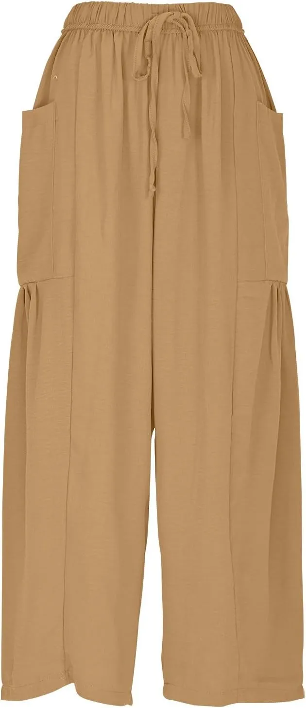 Women Wide Leg Cotton Linen Pants Summer Trendy Beach Palazzo Lounge Trousers Plus Size Casual Pants Vacation Clothes