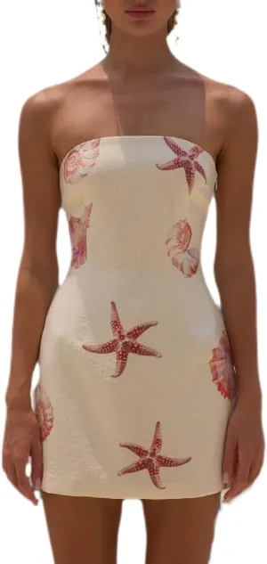Women Y2k Strapless Tube Mini Dress Vintage Floral Print Bandeau Bodycon Short Dress Summer Going Out Streetwear