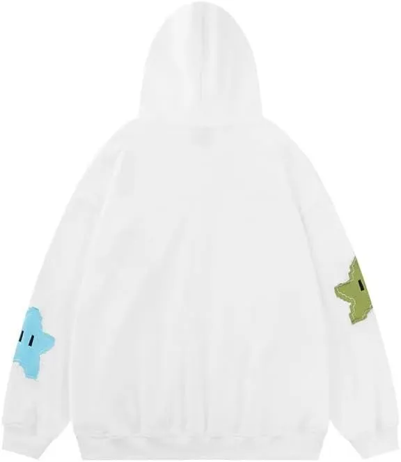 Women Y2K Zip Up Hoodies Cute Grunge Star Oversized Hoodies Preppy Long Sleeve Sweatshirts Goth Star Graphic Jacket
