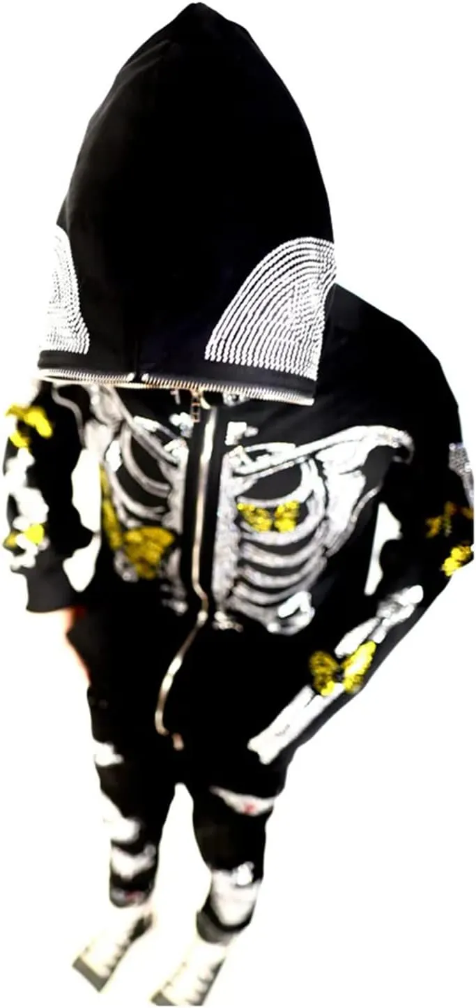 Women Zip Up Hoodie Casual Long Sleeve Y2K Vintage Graphic Aesthetic Sweatshirts Top E-Girl 90s Streetwear Jacket