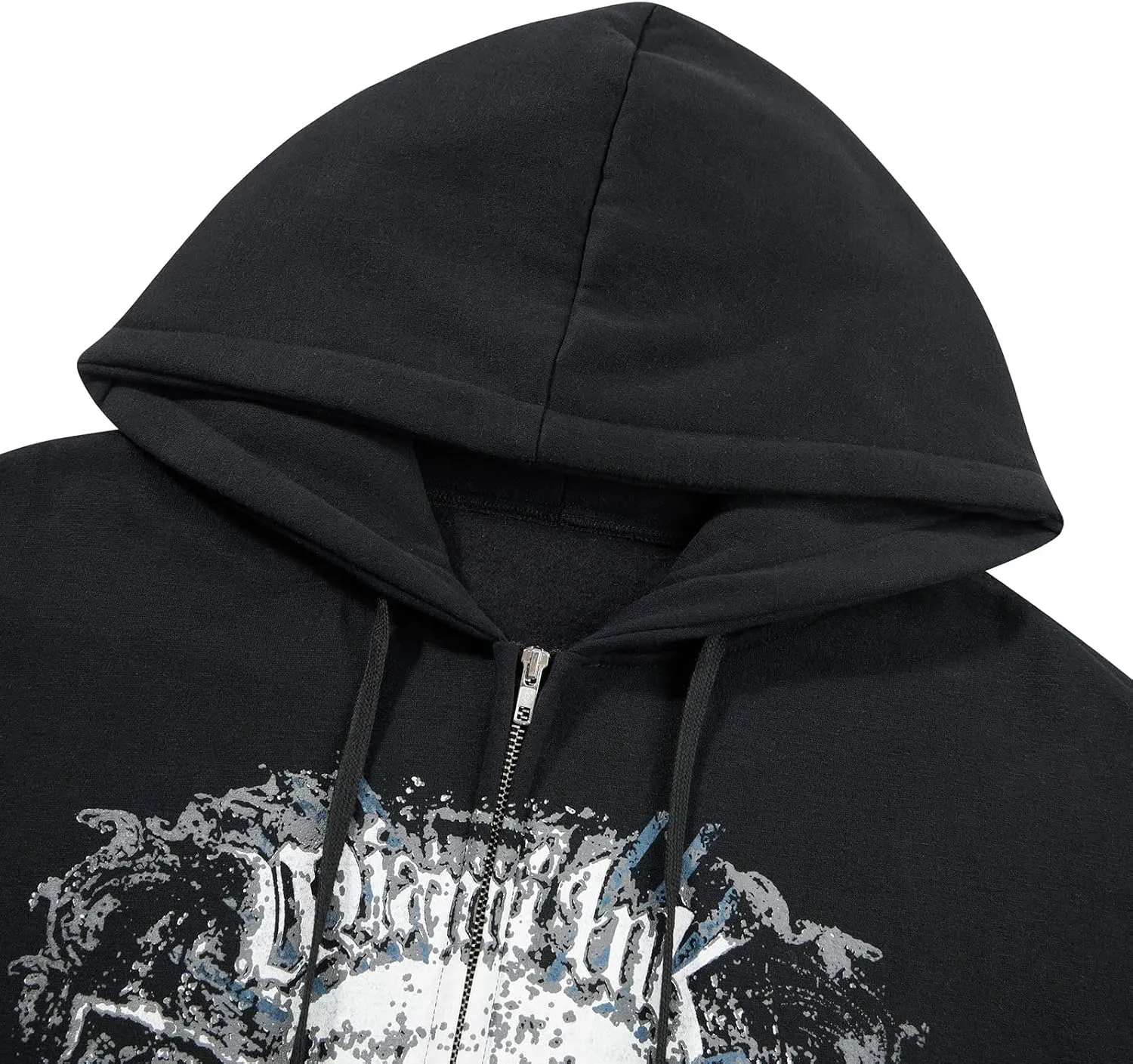 Women Zip Up Oversized Y2k Hoodie Sweatshirt Long Sleeve Skull Print Vintage 90s Tops Streetwear