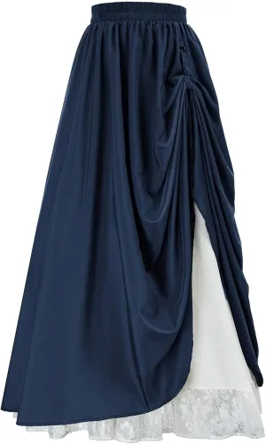 Women's Asymmetrical Split Slit Skirt Ruched Hight Waist Bodycon Midi Skirt Flowy Long Pleated Skirt Dress