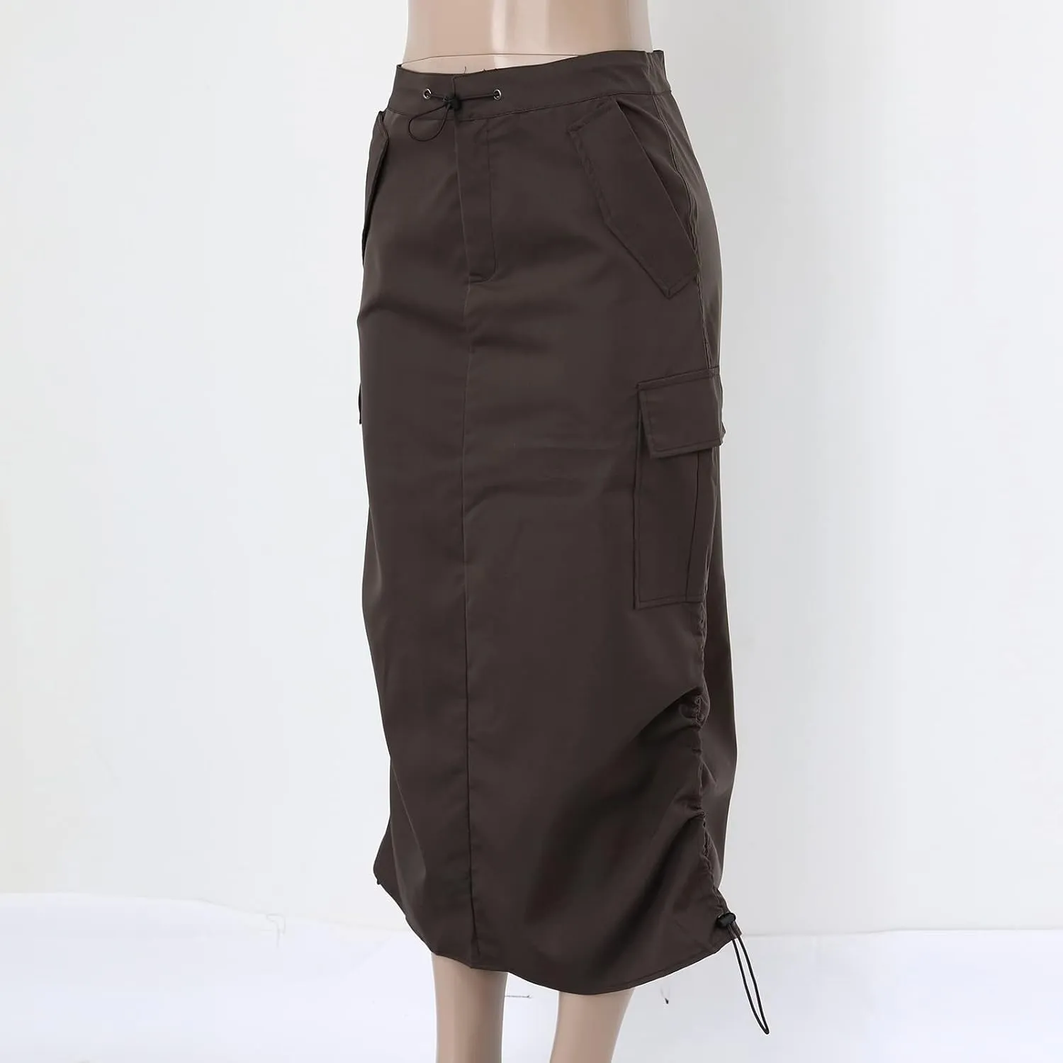 Womens Cargo Skirts Loose Maxi Skirts for Women Drawstring Adjustable Casual A-Line Midi Long Skirts Tennis Skirt