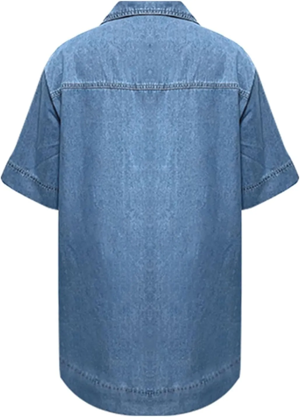 Women's Casual Denim Dresses 2024 V Neck Plus Size Midi Dress Spring Summer Half Sleeve Knee Length Trendy Dress with Pockets