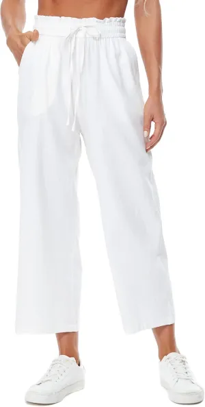 Womens Casual Linen Pants Wide Leg High Elastic Waisted Drawstring Summer Pants with Pockets
