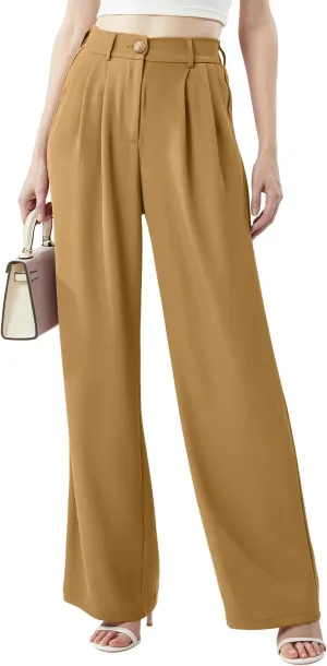 Women's Casual Wide Leg Pants Long Straight Suit Pants High Waisted Business Work Outfits Trendy Trousers for Women
