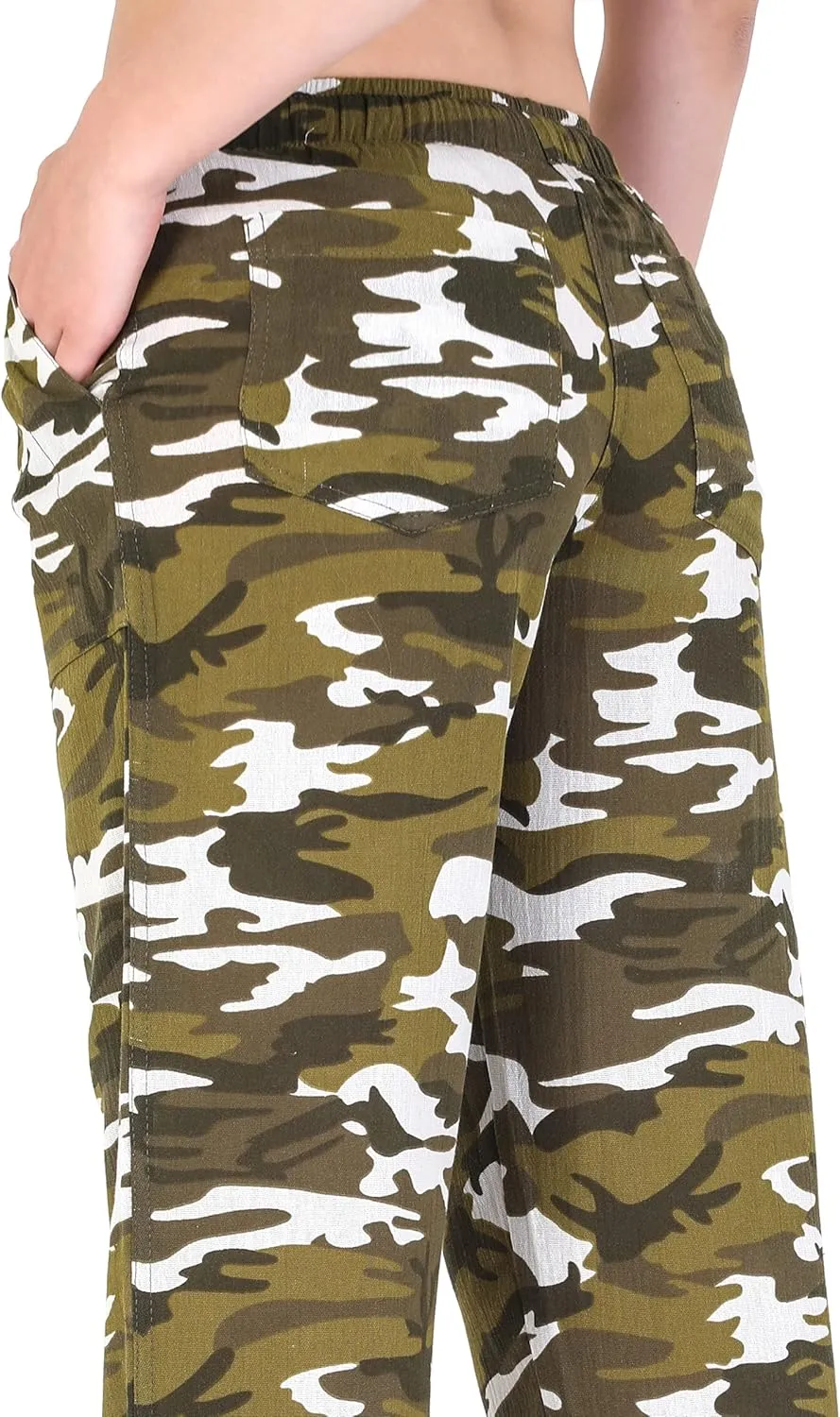 Women's Cotton Gauze Low Waist Beach Pants with Pockets