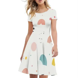 Women's Elegant Plus Size Midi Dress Vintage 50s Office Casual Floral Print Work Business Party A-Line Swing Dresses