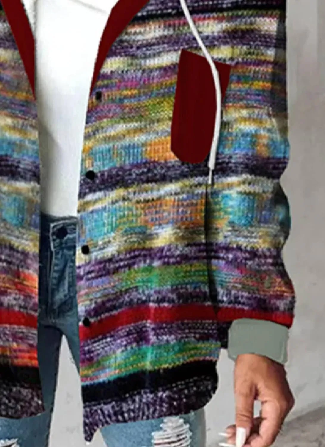 Women's Fall Fashion 2024 Oversized Sweatshirt Casual Long Sleeve Multicolor Print Button Down Hoodies
