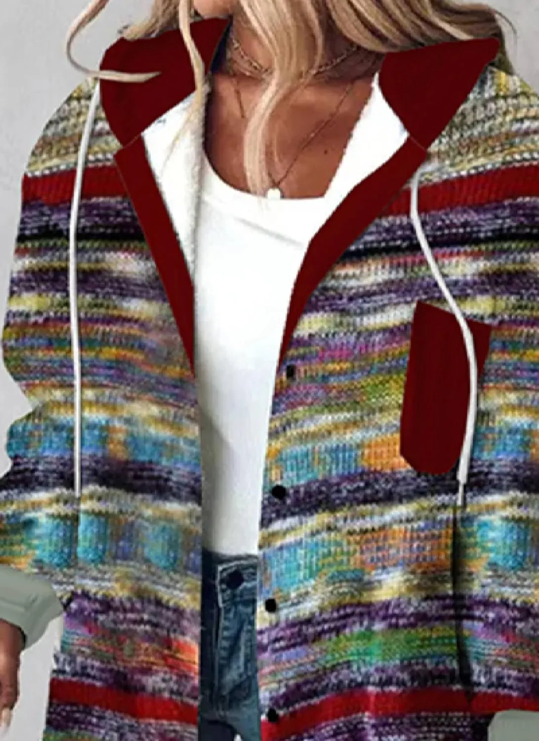 Women's Fall Fashion 2024 Oversized Sweatshirt Casual Long Sleeve Multicolor Print Button Down Hoodies