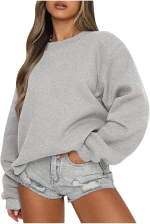 Women'S Fall Long Sleeve Solid Color Sweatshirt, Comfortable Fabric, Simple Design, Fashionable and Versatile