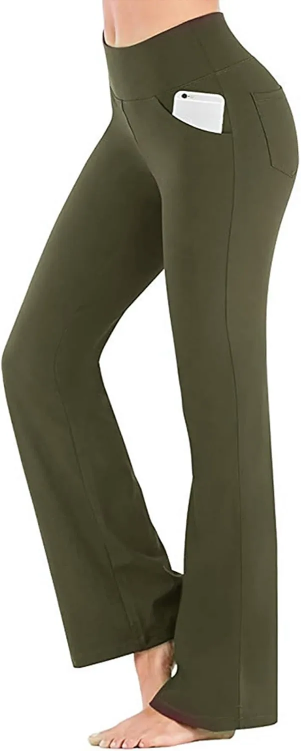 Women's Flare Yoga Pants 2024 Tummy Waisted Yoga Pants Control Pants Workout Leggings for Women Fleece Lined