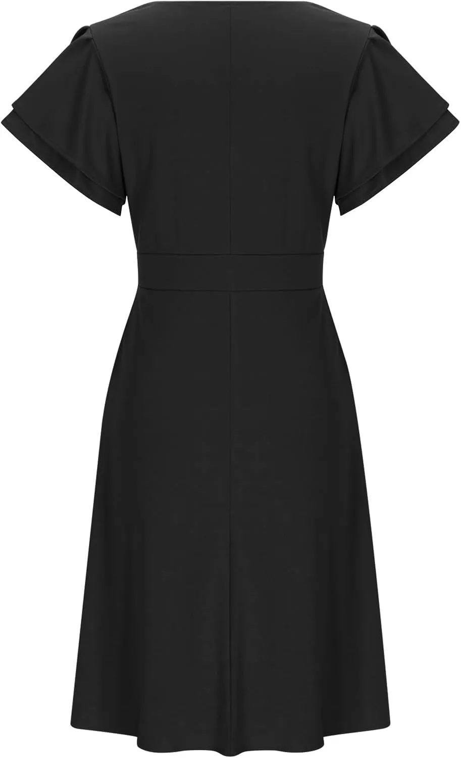 Women's Flowy Casual Mini Dresses 2024 Summer Smocked V Neck Ruffle Flutter Sleeve Side Slit Knee Length Dress