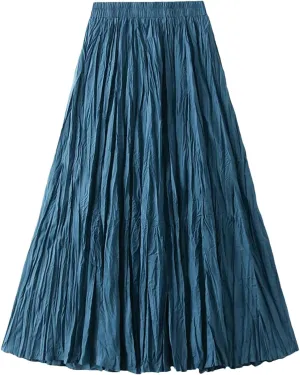 Women's Harajuku A-Line Skirt, Vintage Pleated Streetwear Midi