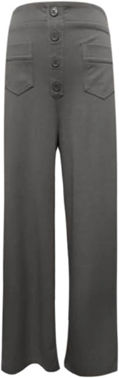 Women's High Waist Casual Pants Summer Stretchy Straight Wide Leg Trendy Flowy Pants with Pockets Loose Trousers