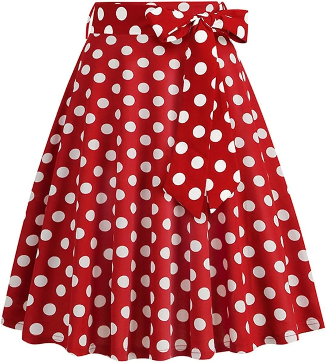 Womens High Waist Polka Dot Pleated Skirt Midi Swing Skirt with Belt A-Line Pleated Vintage Skirts for Women 2024
