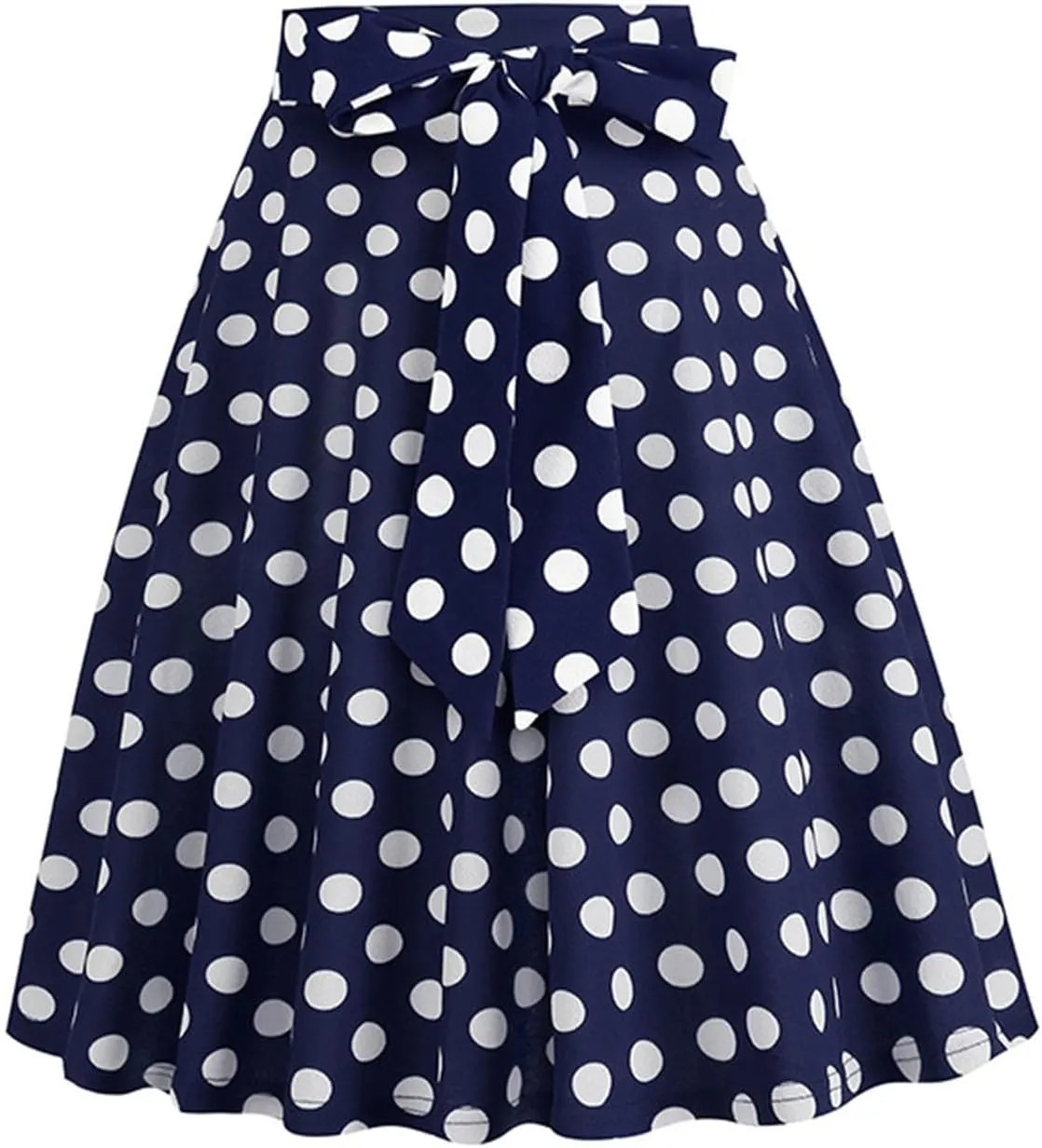 Womens High Waist Polka Dot Pleated Skirt Midi Swing Skirt with Belt A-Line Pleated Vintage Skirts for Women 2024