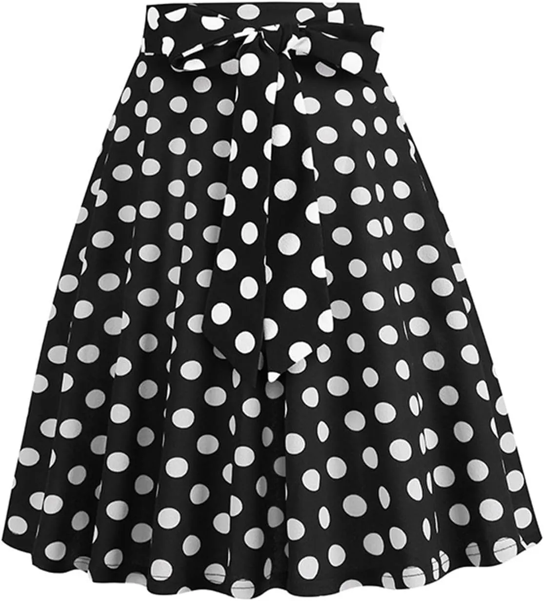 Womens High Waist Polka Dot Pleated Skirt Midi Swing Skirt with Belt A-Line Pleated Vintage Skirts for Women 2024