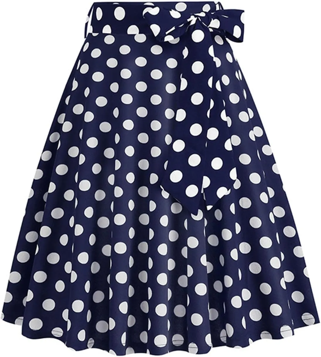 Womens High Waist Polka Dot Pleated Skirt Midi Swing Skirt with Belt A-Line Pleated Vintage Skirts for Women 2024