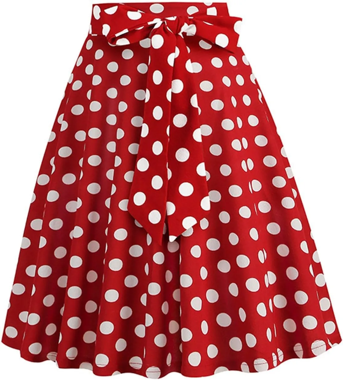 Womens High Waist Polka Dot Pleated Skirt Midi Swing Skirt with Belt A-Line Pleated Vintage Skirts for Women 2024