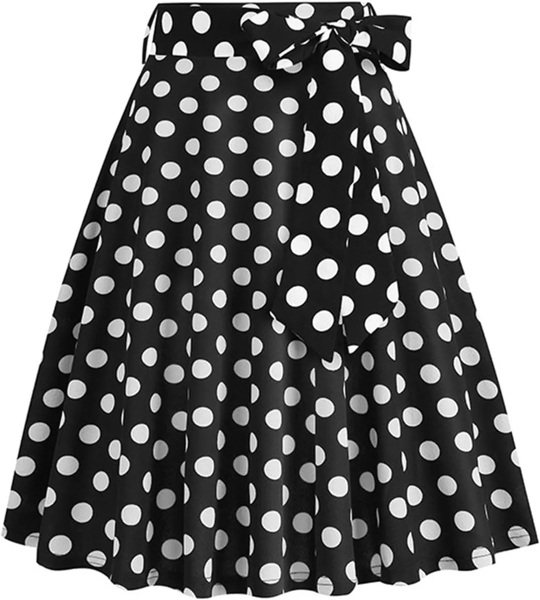 Womens High Waist Polka Dot Pleated Skirt Midi Swing Skirt with Belt A-Line Pleated Vintage Skirts for Women 2024