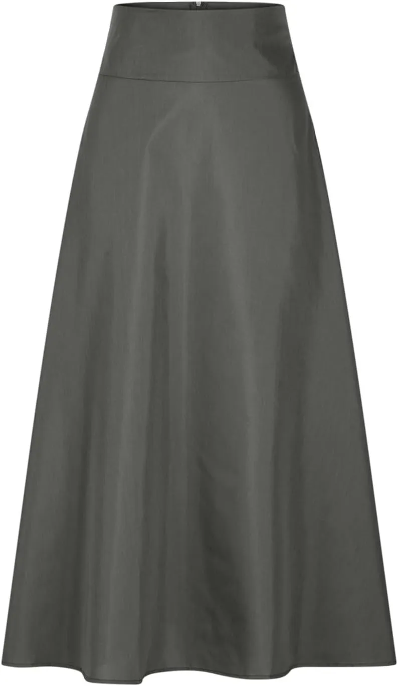 Women's High Waisted A line Street Skirt Skater Pleated Full Maxi Skirt Ankle Length Flowy Vintage Skirt with Pockets