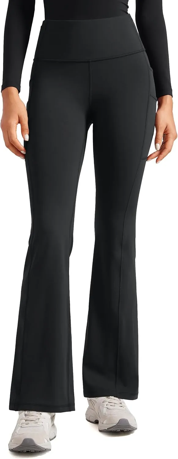 Womens High Waisted Medical Flare Scrub Pants 31" - 7 Pockets Wide Leg Bootcut Yoga Scrub Leggings Work Pants