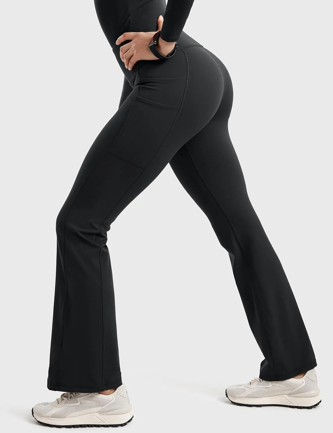 Womens High Waisted Medical Flare Scrub Pants 31" - 7 Pockets Wide Leg Bootcut Yoga Scrub Leggings Work Pants