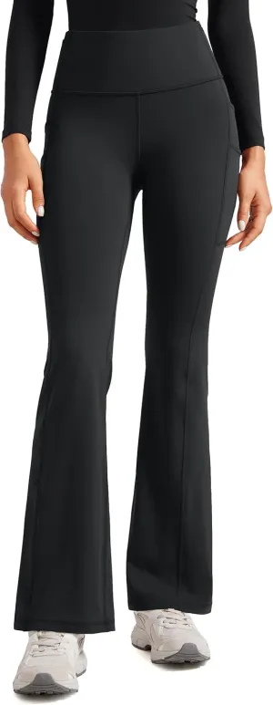 Womens High Waisted Medical Flare Scrub Pants 31" - 7 Pockets Wide Leg Bootcut Yoga Scrub Leggings Work Pants