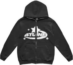 Womens Long Sleeve Zip Up Star Graphic Hoodies Jacket Aesthetic Harajuku Oversized Sweater Y2k Streetwear