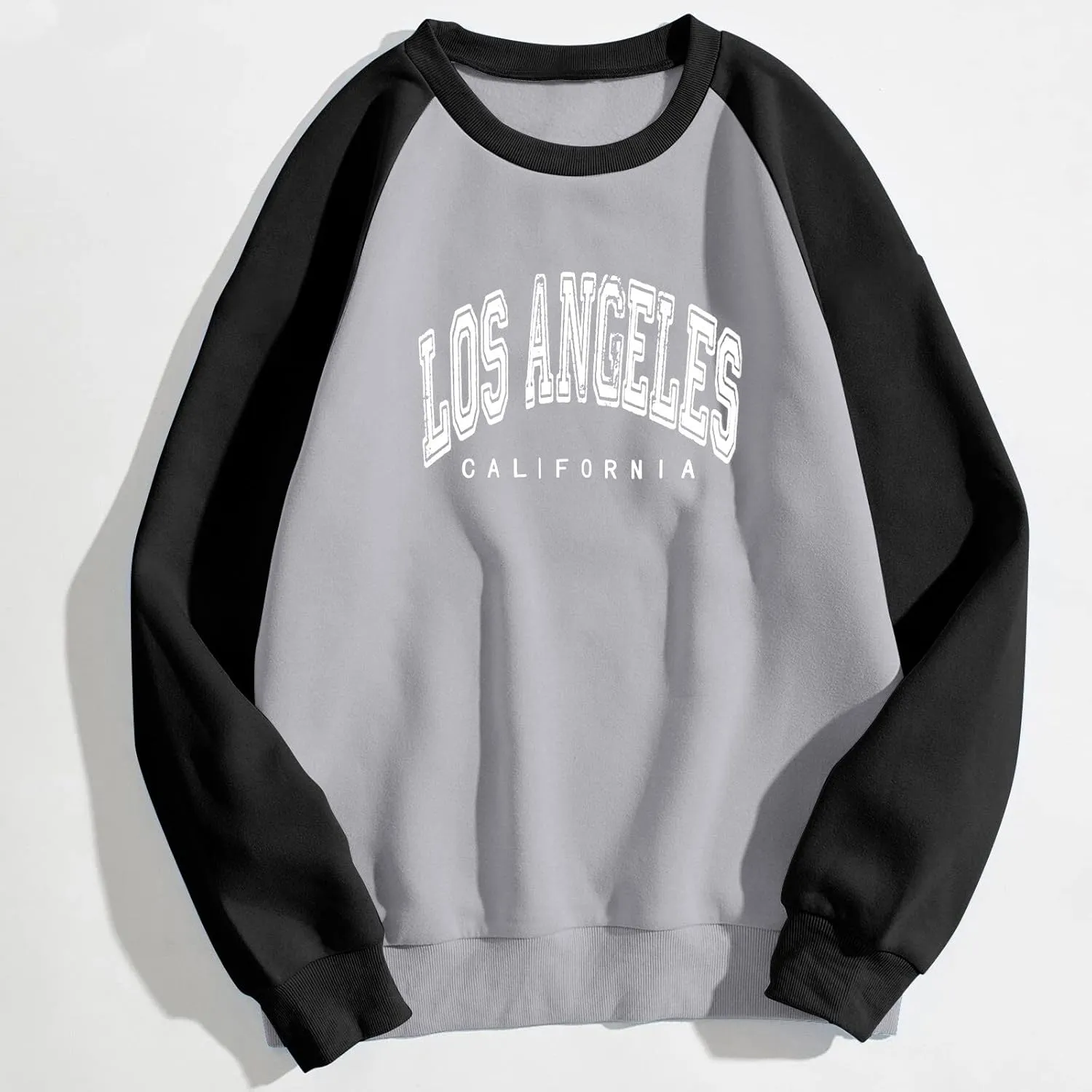 Women's Los Angeles Print Sweatshirts Letter Solid Color Crew Neck Women's Sweatshirts California Round Neck Clothes