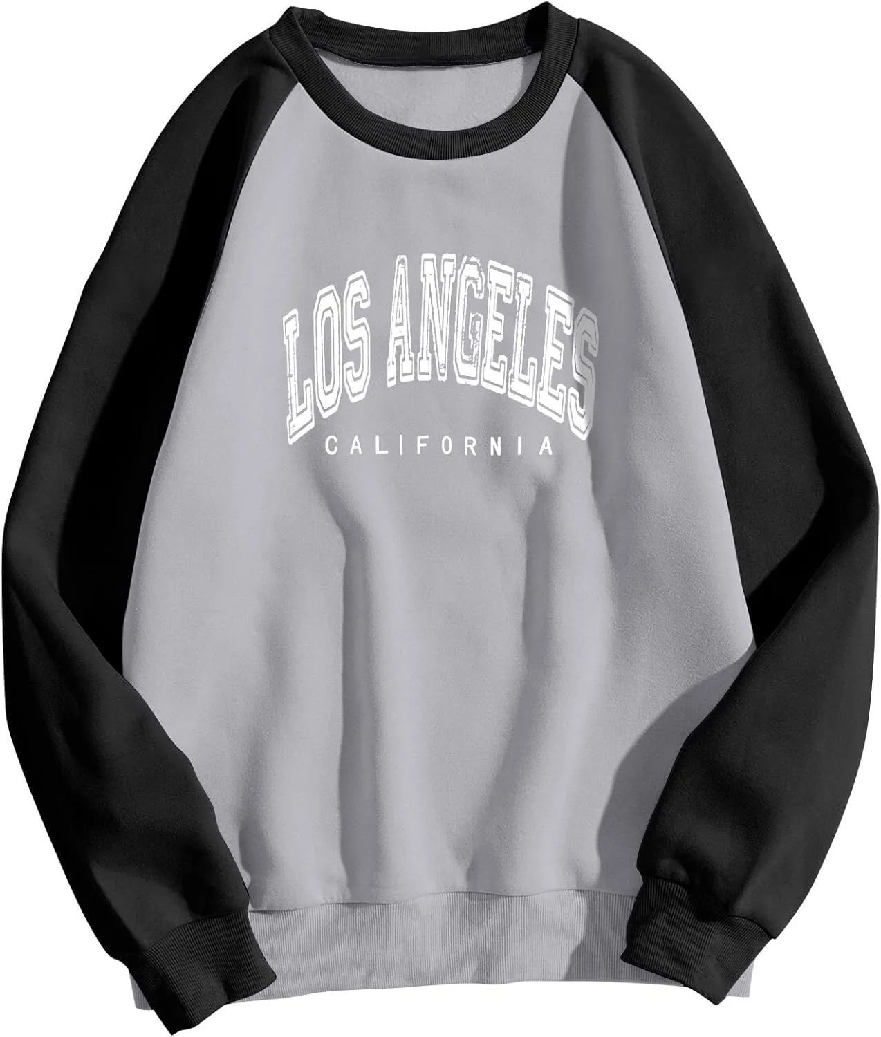 Women's Los Angeles Print Sweatshirts Letter Solid Color Crew Neck Women's Sweatshirts California Round Neck Clothes