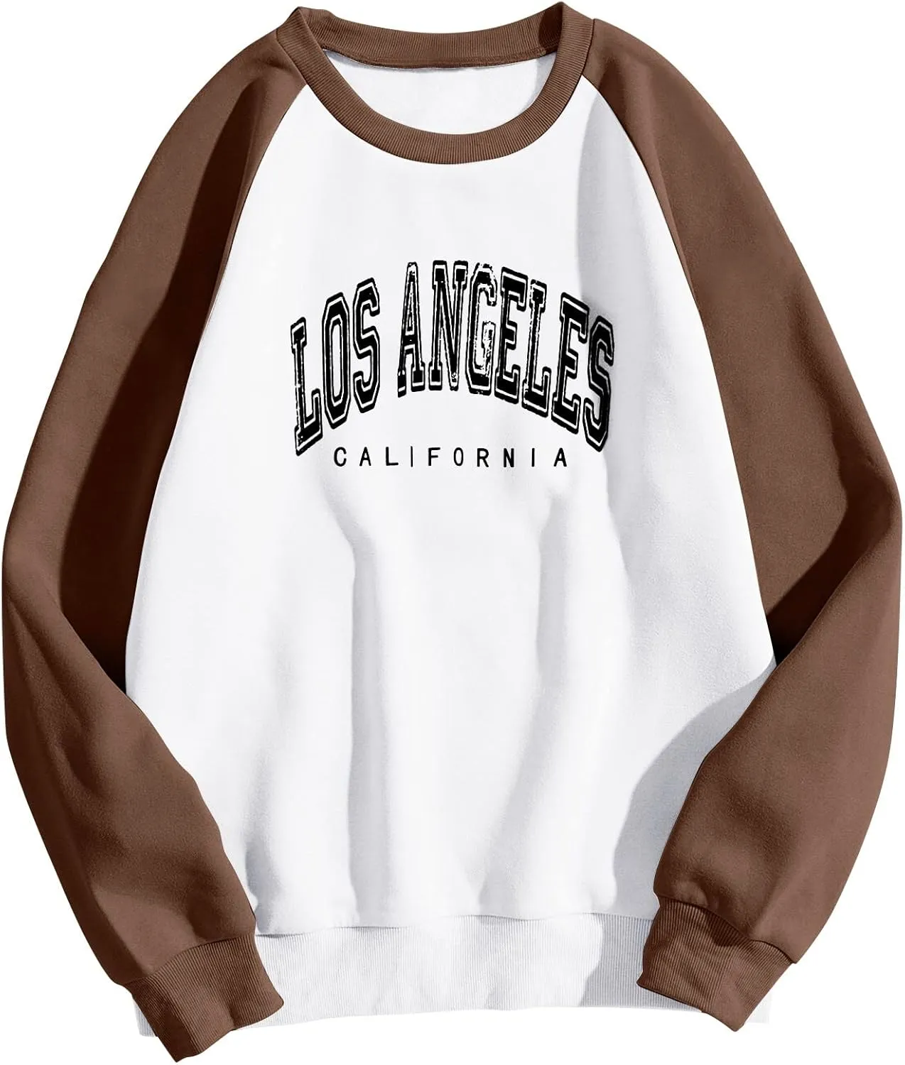 Women's Los Angeles Print Sweatshirts Letter Solid Color Crew Neck Women's Sweatshirts California Round Neck Clothes