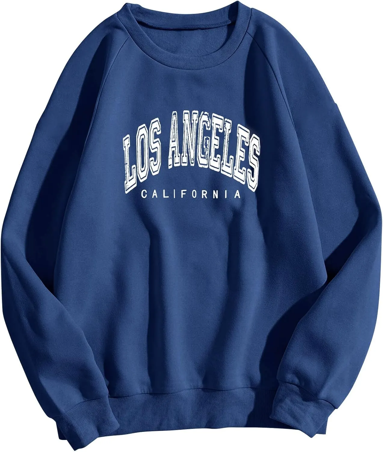 Women's Los Angeles Print Sweatshirts Letter Solid Color Crew Neck Women's Sweatshirts California Round Neck Clothes