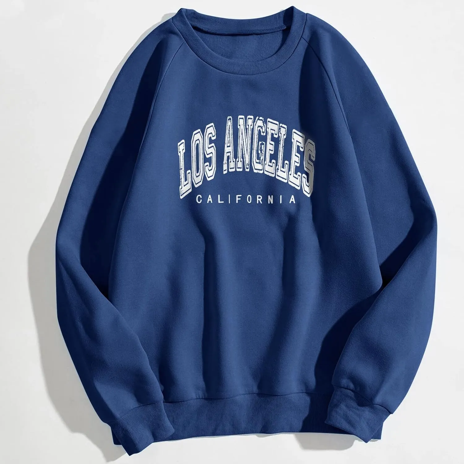 Women's Los Angeles Print Sweatshirts Letter Solid Color Crew Neck Women's Sweatshirts California Round Neck Clothes