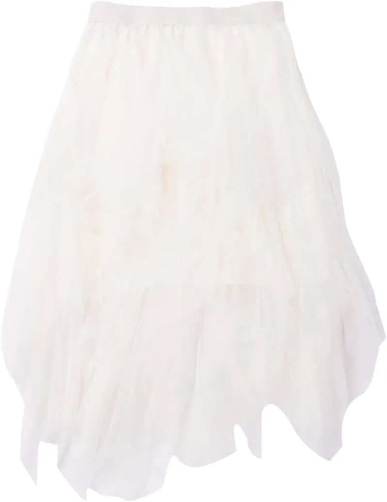 Women's Mesh Tulle Skirt Irregular Layered Pleated Skirt Ballet Multilayer Asymmetric Midi Tutu Underskirt Streetwear
