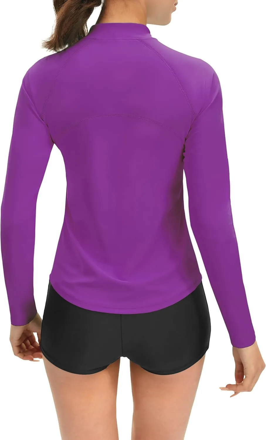 Women's Rash Guard Long Sleeve Zip Front Sun Protection Swim Shirt UPF 50 