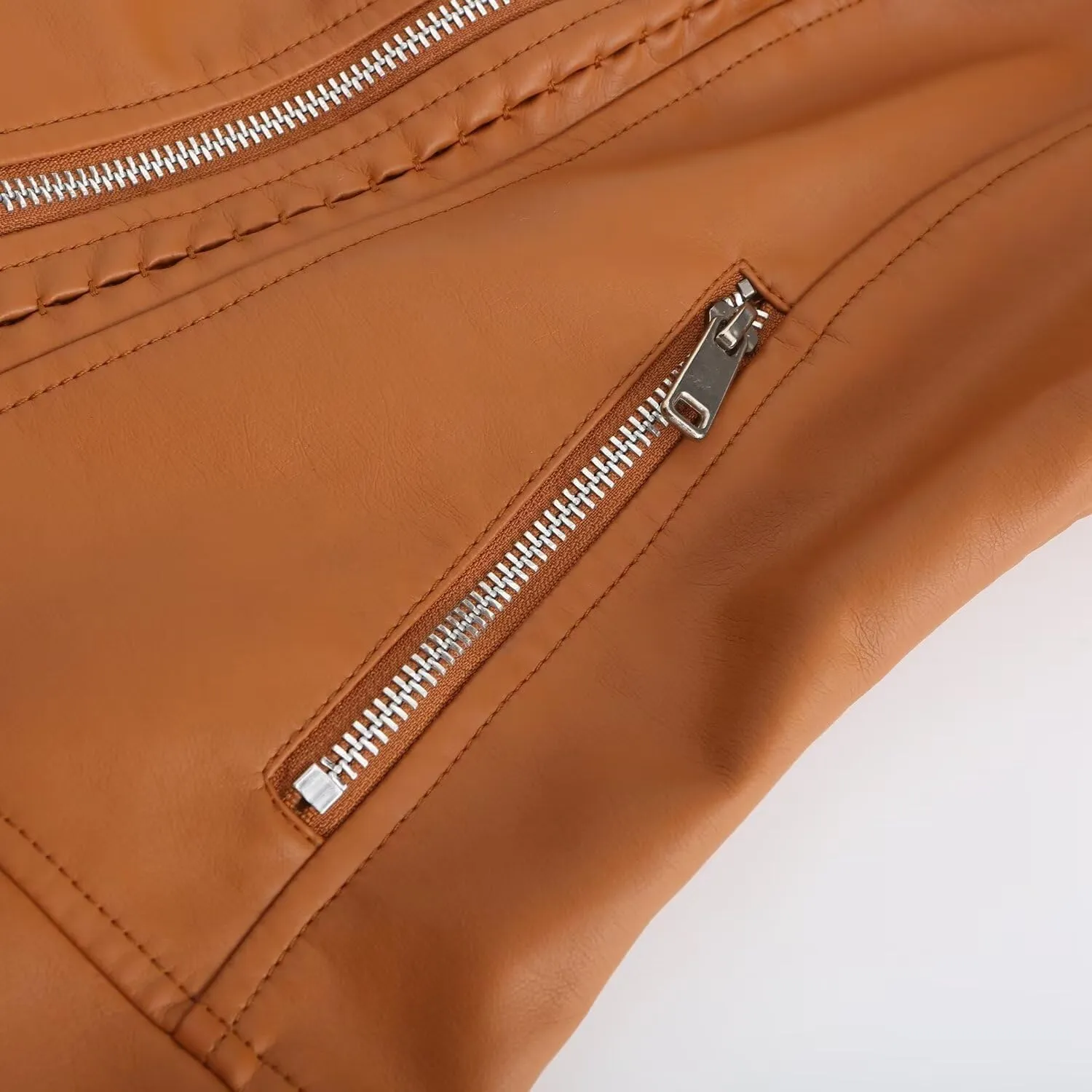 Women's Rivet Studded Faux Leather Motorcycle Short Jacket Punk Fashion Streetwear Coat