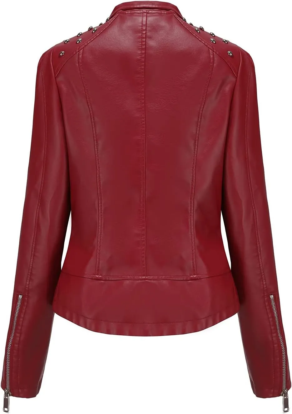 Women's Rivet Studded Faux Leather Motorcycle Short Jacket Punk Fashion Streetwear Coat