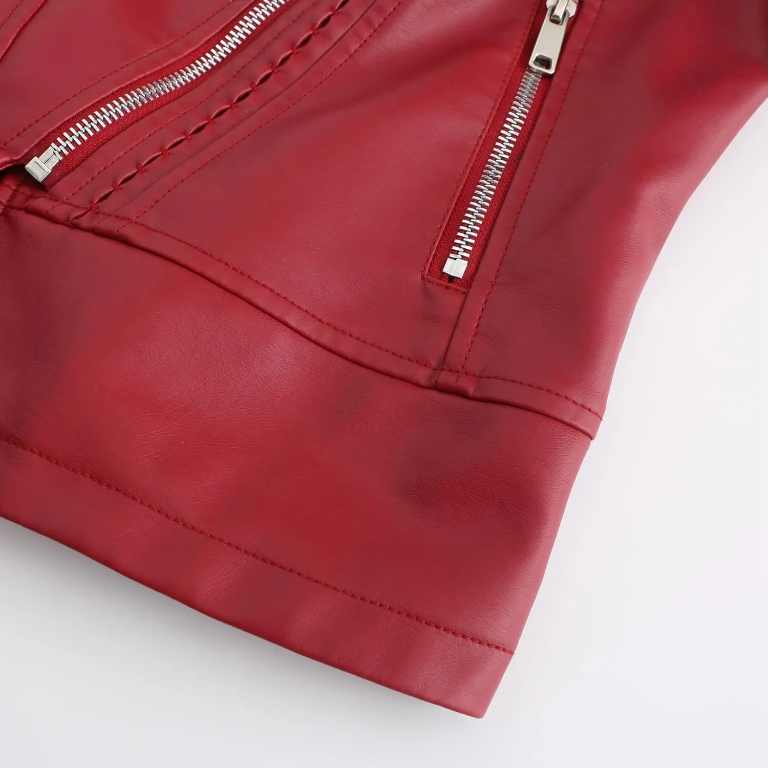 Women's Rivet Studded Faux Leather Motorcycle Short Jacket Punk Fashion Streetwear Coat