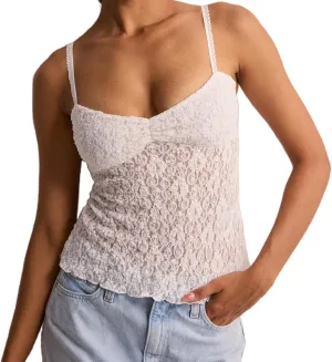 Womens Sexy Lace Ruffle Spaghetti Strap Camisole Tank Top Y2k Going Out Slim Fit Cami Sleeveless Shirt Crop Tops