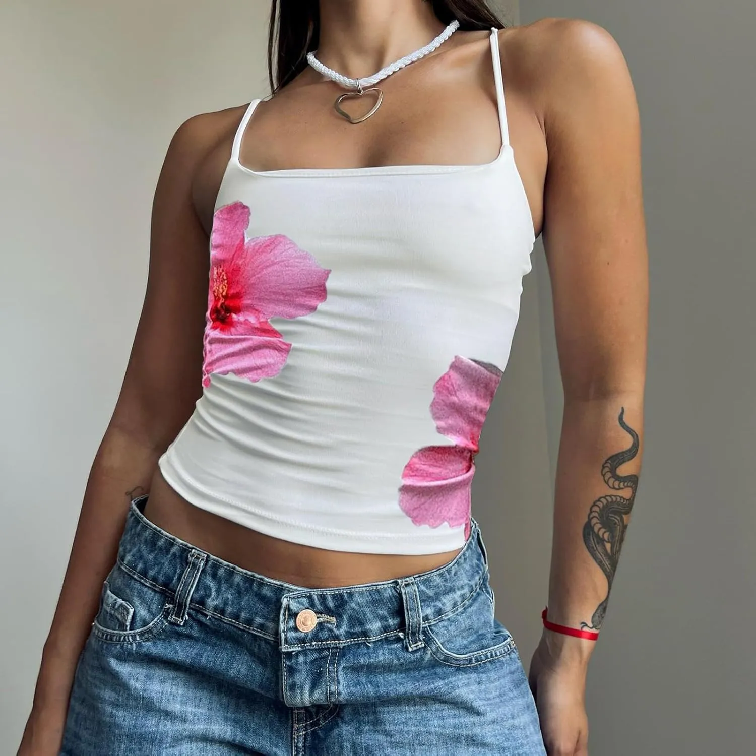 Womens Sexy Lace Ruffle Spaghetti Strap Camisole Tank Top Y2k Going Out Slim Fit Cami Sleeveless Shirt Crop Tops